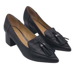Franco Sarto Women's Black Leather Tassel Loafers Slip On Shoes Size 8.5